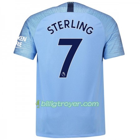 Billige Fotballdrakter Manchester City Sterling 7 Hjemmedraktsett 2018/19 Kortermet